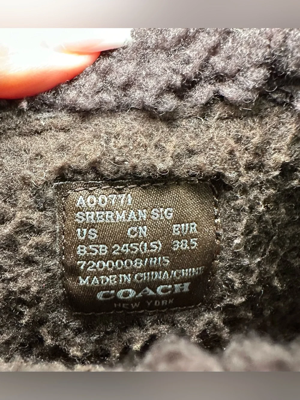 Coach Sherman Signature Logo Shearling Trim‎ Winter Snow Boots Brown Suede 8.5